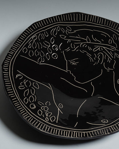 HANDCRAFTED BLACK CERAMIC PLATE, ELDAROV.T