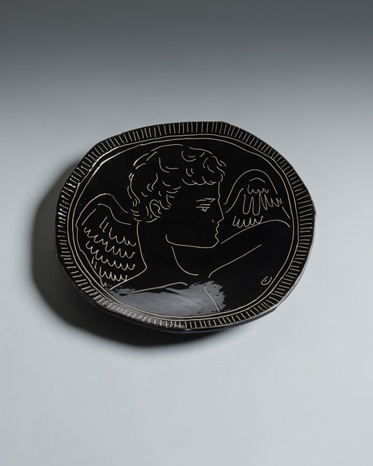 HANDCRAFTED BLACK CERAMIC PLATE, ELDAROV.T