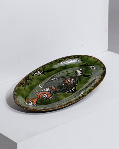 PLAT EN CÉRAMIQUE ÉMAILLÉE, JEAN LURCAT, 1960s