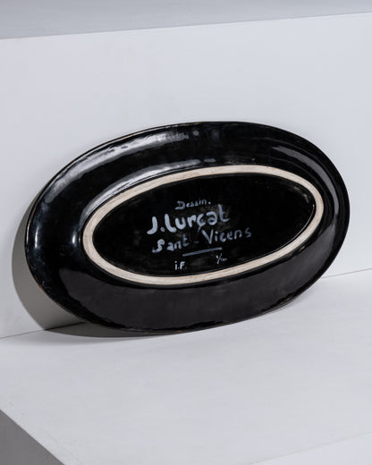 PLAT EN CÉRAMIQUE ÉMAILLÉE, JEAN LURCAT, 1960s