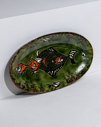 PLAT EN CÉRAMIQUE ÉMAILLÉE, JEAN LURCAT, 1960s