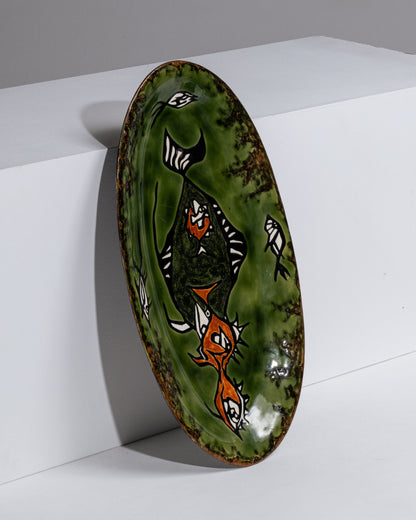 PLAT EN CÉRAMIQUE ÉMAILLÉE, JEAN LURCAT, 1960s