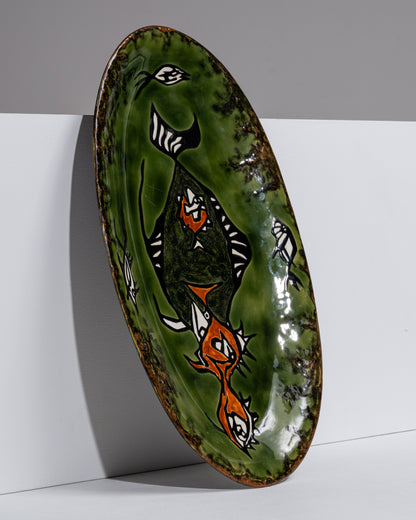 PLAT EN CÉRAMIQUE ÉMAILLÉE, JEAN LURCAT, 1960s