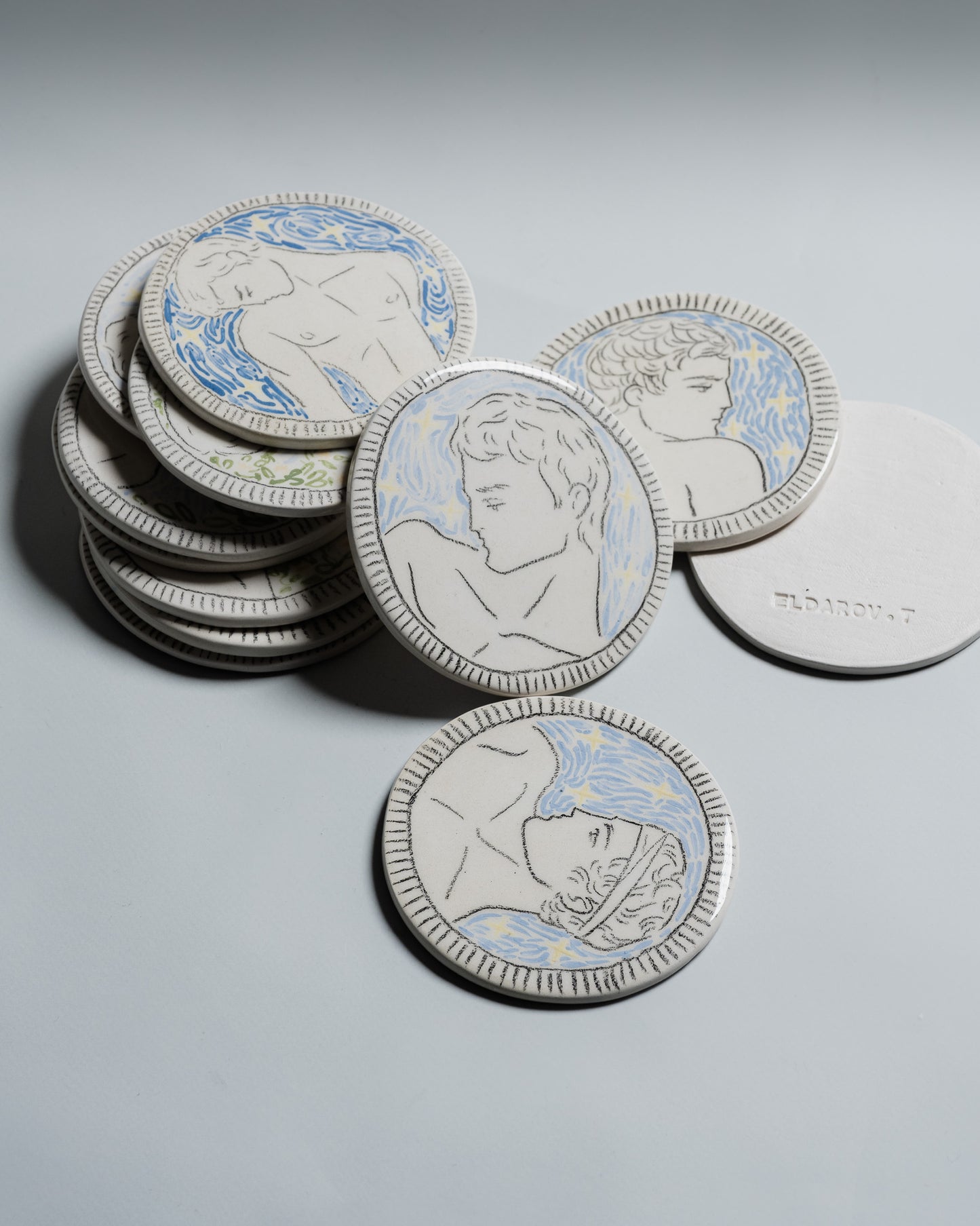 HANDCRAFTED CERAMIC COASTERS, ELDAROV.T