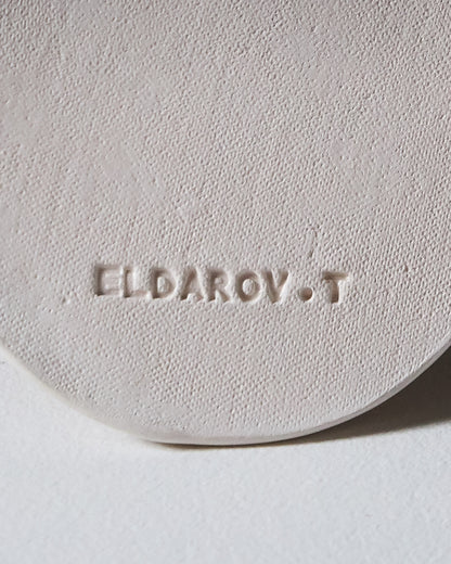 DESSOUS DE VERRE BLANC ARTISANAL EN CÉRAMIQUE, ELDAROV.T