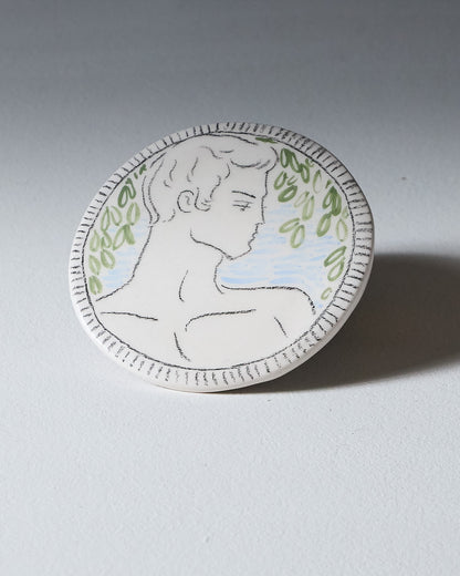 DESSOUS DE VERRE BLANC ARTISANAL EN CÉRAMIQUE, ELDAROV.T