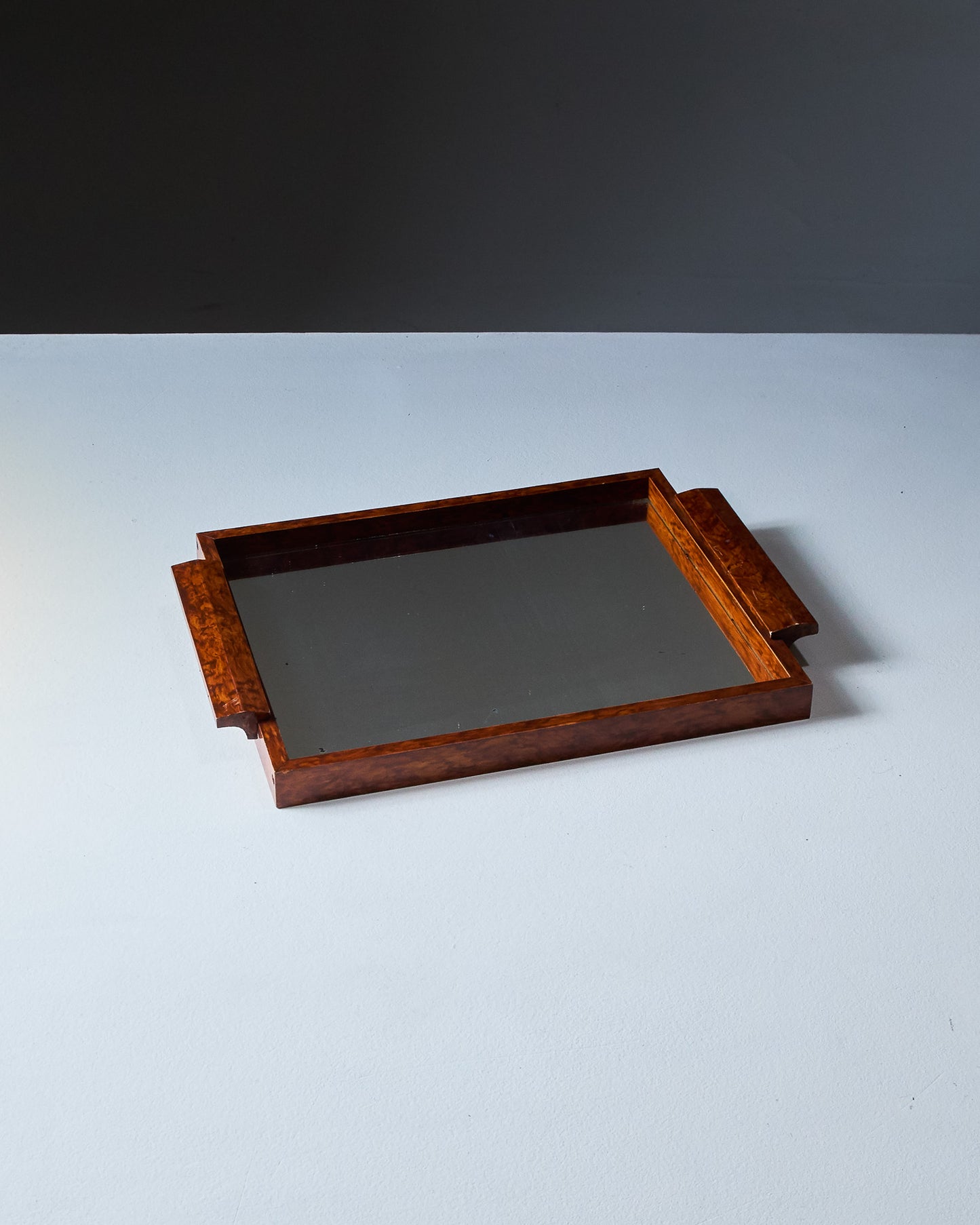 MIRROR AND BURRY WOOD TABLETOP, 1970s