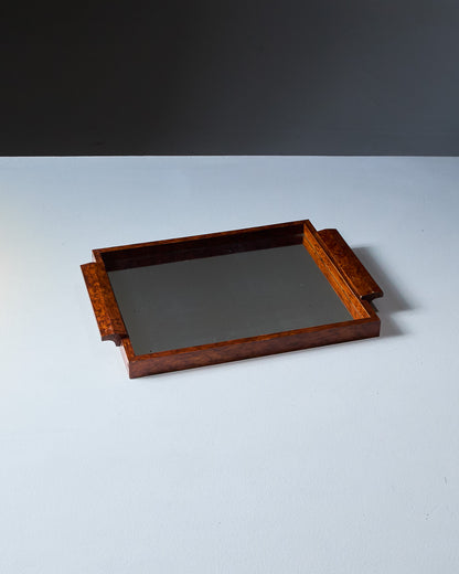 MIRROR AND BURRY WOOD TABLETOP, 1970s