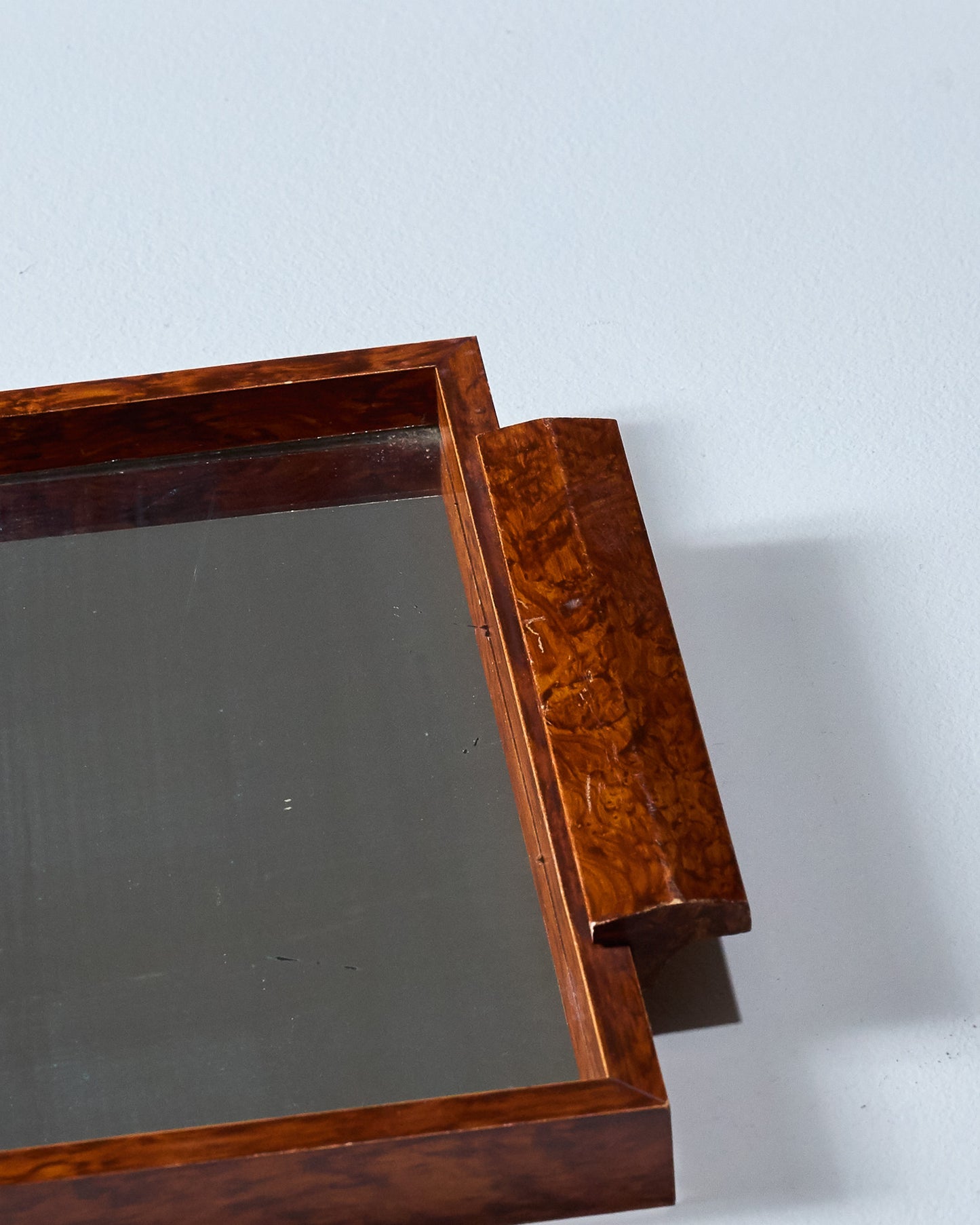 MIRROR AND BURRY WOOD TABLETOP, 1970s