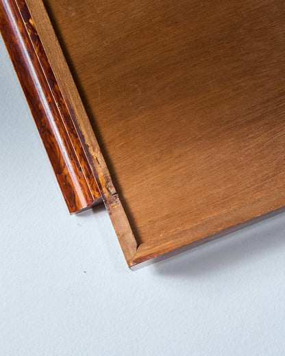 MIRROR AND BURRY WOOD TABLETOP, 1970s