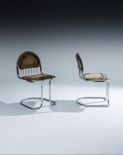 PAIRE DE CHAISES EN VELOURS, GASTONE RINALDI, 1970s