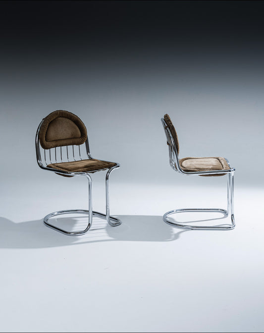 PAIRE DE CHAISES EN VELOURS, GASTONE RINALDI, 1970s