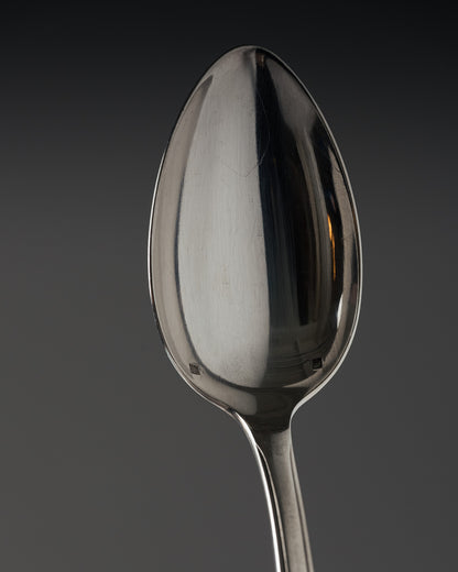MÉNAGÈRE EN MÉTAL ARGENTÉ, INOX ET PORCELAINE, 1940s