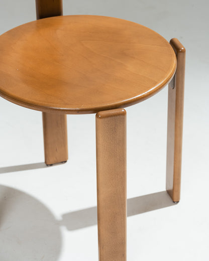 SET OF 4 SOLID BEECH CHAIRS, BRUNO REY, DIETIKER, 1980s