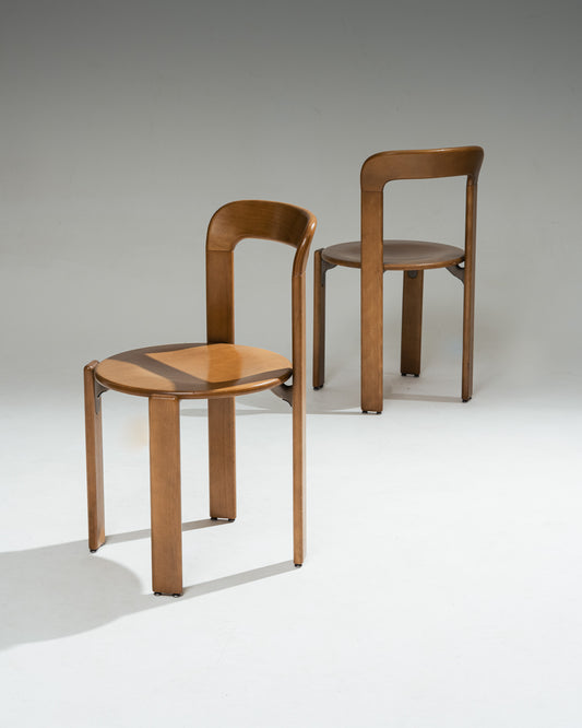PAIR OF SOLID BEECH CHAIRS, BRUNO REY, DIETIKER, 1980s