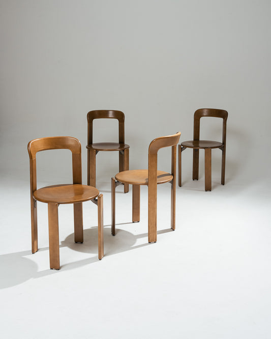 SET OF 4 SOLID BEECH CHAIRS, BRUNO REY, DIETIKER, 1980s