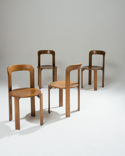 SET OF 8 SOLID BEECH CHAIRS, BRUNO REY, DIETIKER, 1980s