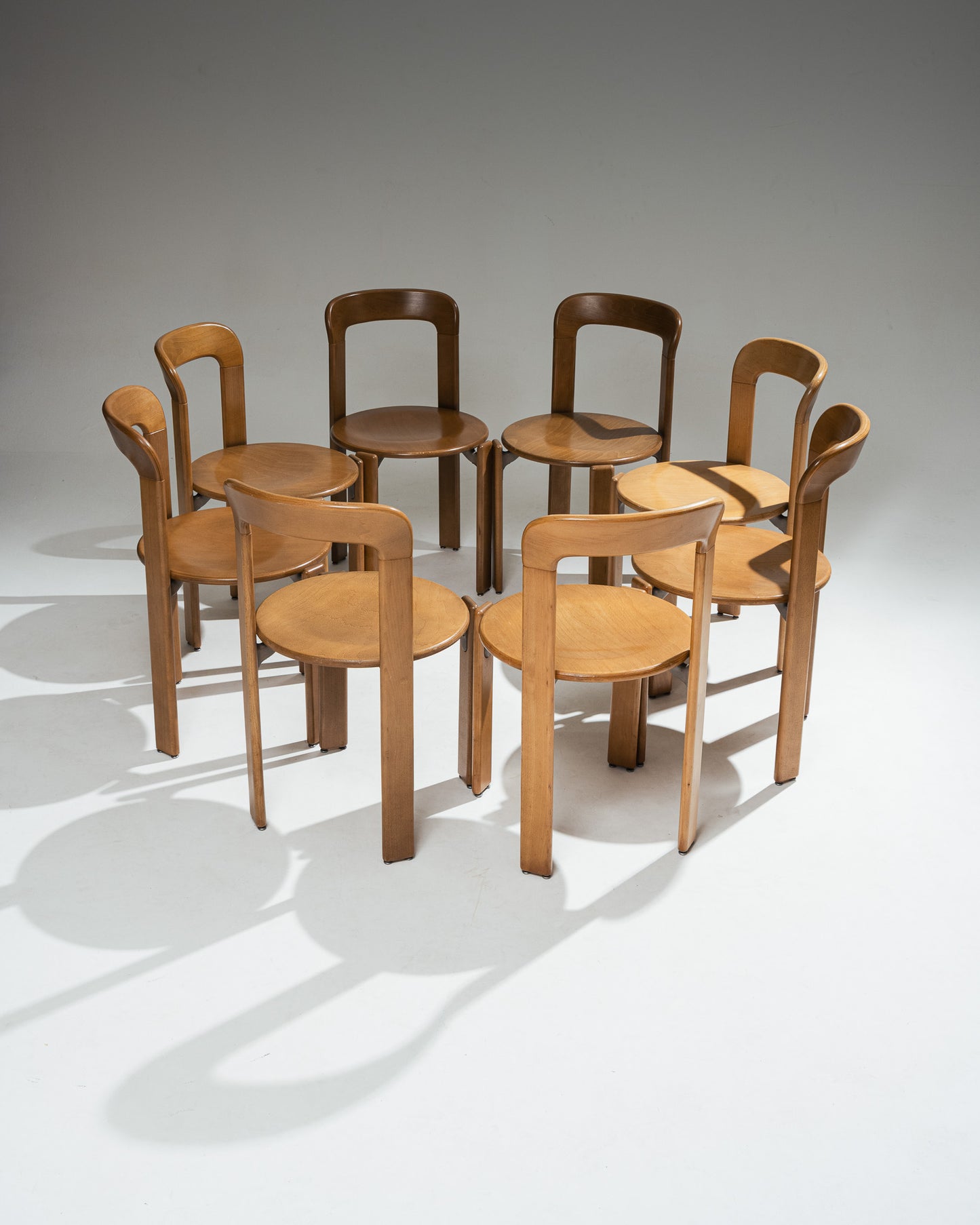 SET OF 8 SOLID BEECH CHAIRS, BRUNO REY, DIETIKER, 1980s