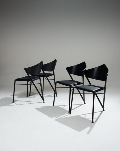 SET OF 4 POSTMODERN 'D-TEC' CHAIRS, VICTORY, 1980s