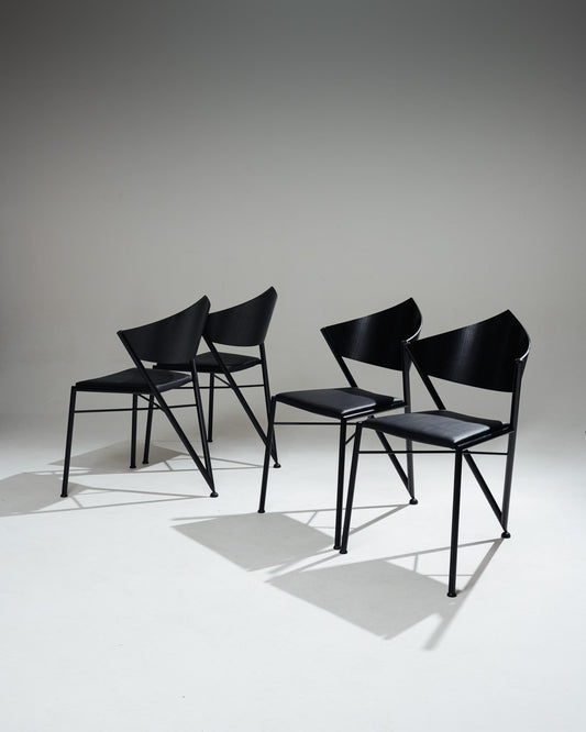 SET OF 4 POSTMODERN 'D-TEC' CHAIRS, VICTORY, 1980s