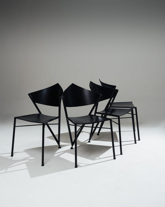 SET OF 4 POSTMODERN 'D-TEC' CHAIRS, VICTORY, 1980s