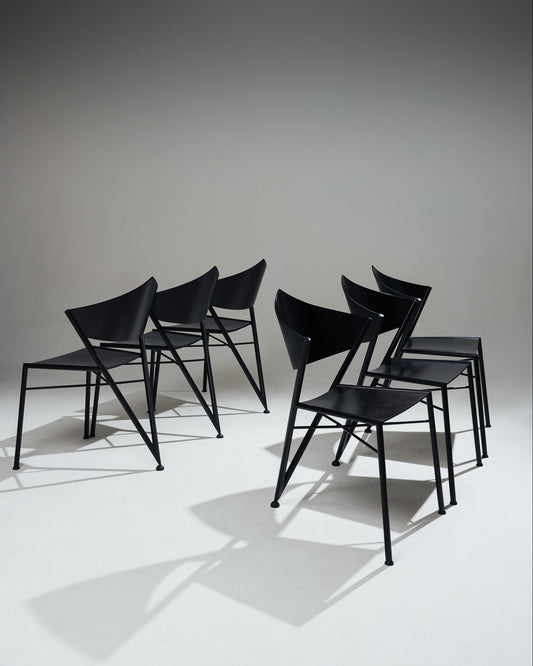 SET OF 6 POSTMODERN 'D-TEC' CHAIRS, VICTORY, 1980s