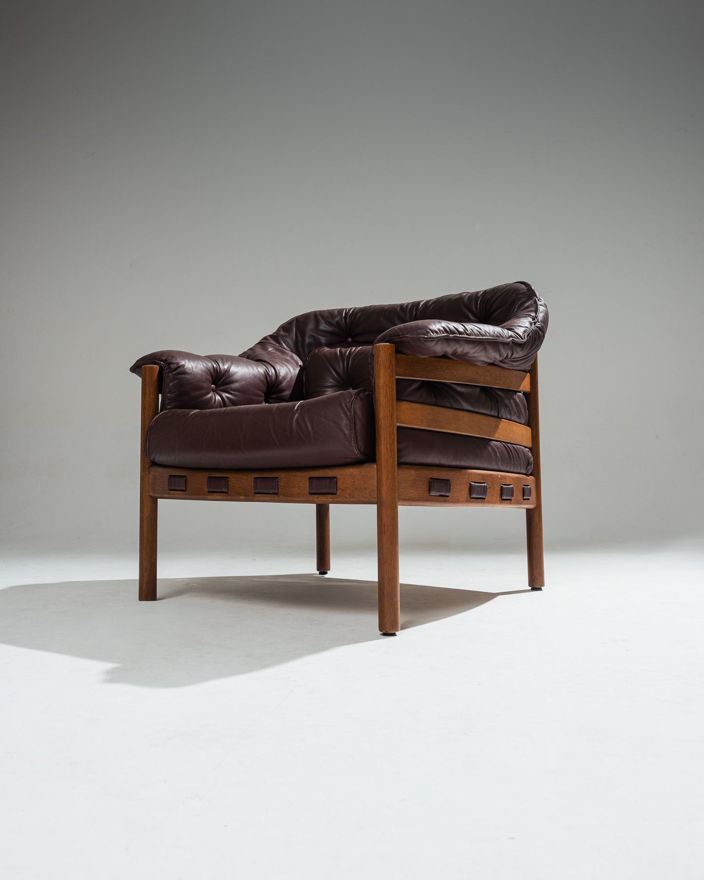 '925' LEATHER AND WOOD ARMCHAIR, ARNE NORELL, COJA CULEMBORG, 1960s