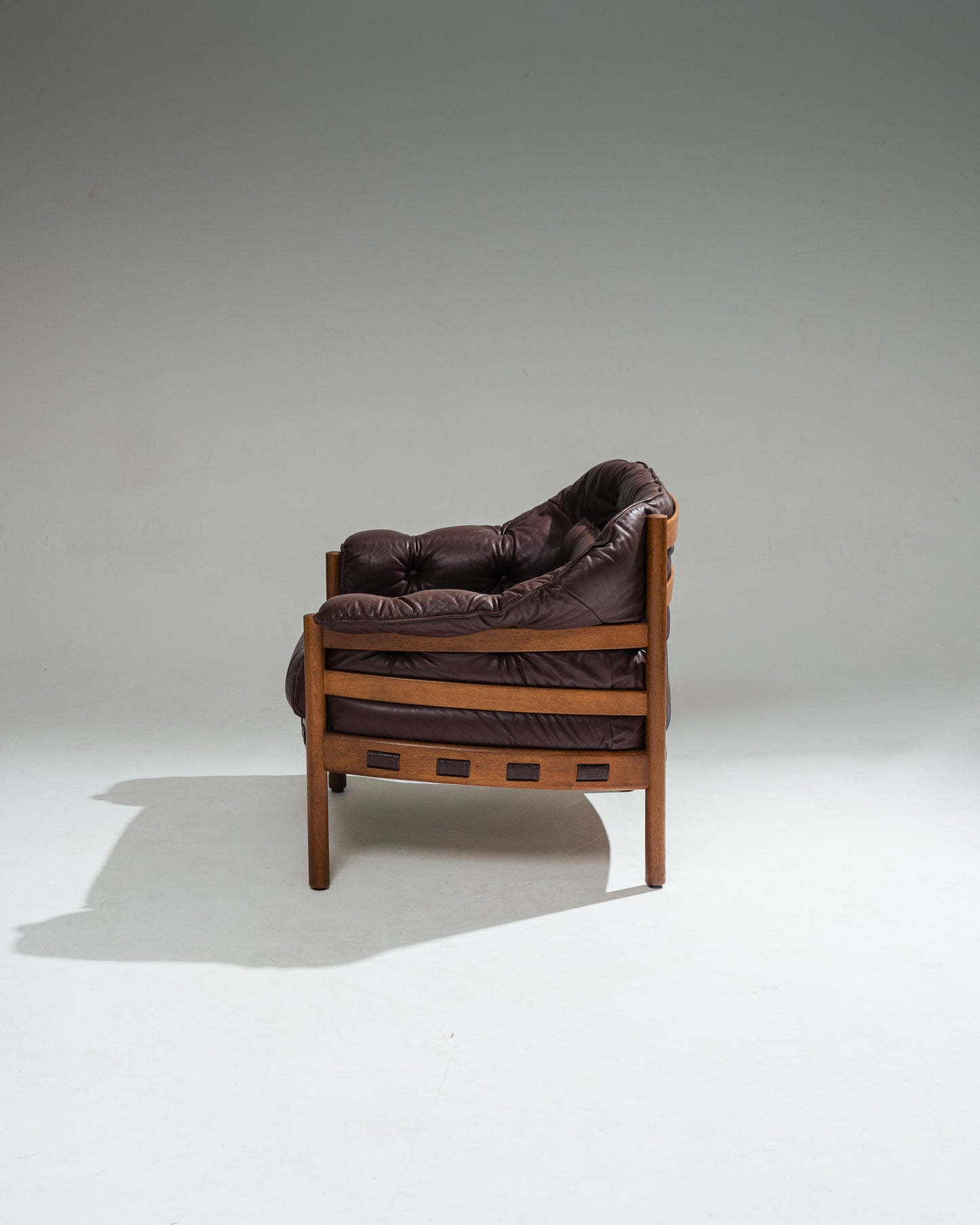 '925' LEATHER AND WOOD ARMCHAIR, ARNE NORELL, COJA CULEMBORG, 1960s