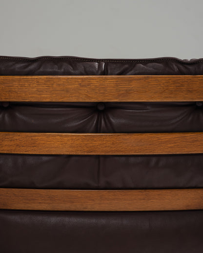 '925' LEATHER AND WOOD ARMCHAIR, ARNE NORELL, COJA CULEMBORG, 1960s