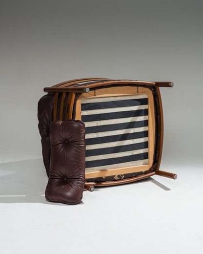 '925' LEATHER AND WOOD ARMCHAIR, ARNE NORELL, COJA CULEMBORG, 1960s