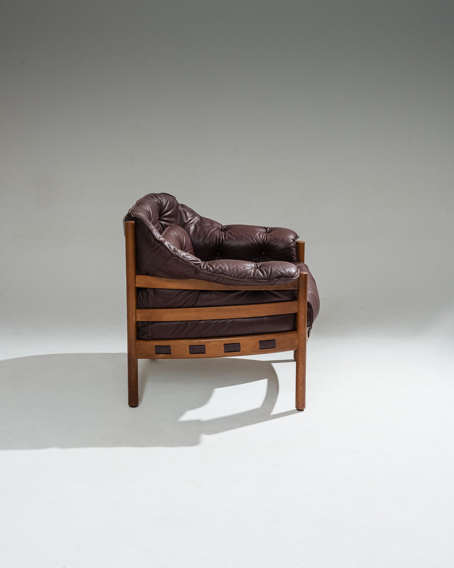 '925' LEATHER AND WOOD ARMCHAIR, ARNE NORELL, COJA CULEMBORG, 1960s