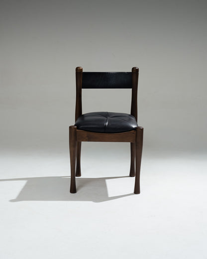 WALNUT AND LEATHER '620' CHAIR, SILVIO COPPOLA, BERNINI, 1960s