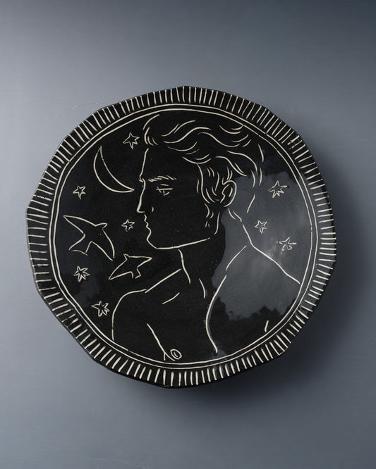 BLACK CERAMIC PLATE, ELDAROV.T