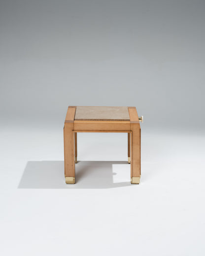 PAIRE DE TABLES DE CHEVET EN MARBRE ET BOIS, 1980s