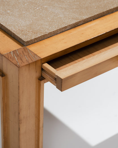 PAIRE DE TABLES DE CHEVET EN MARBRE ET BOIS, 1980s