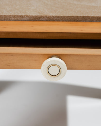 PAIRE DE TABLES DE CHEVET EN MARBRE ET BOIS, 1980s