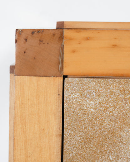 PAIRE DE TABLES DE CHEVET EN MARBRE ET BOIS, 1980s
