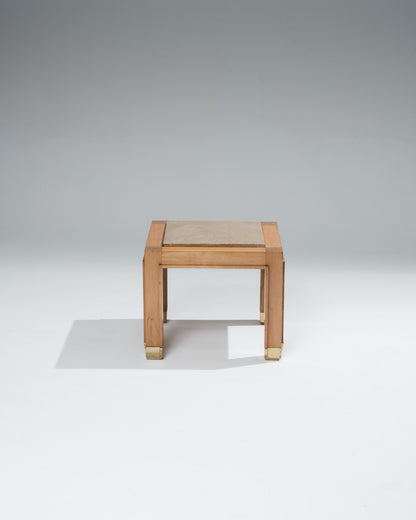 PAIRE DE TABLES DE CHEVET EN MARBRE ET BOIS, 1980s