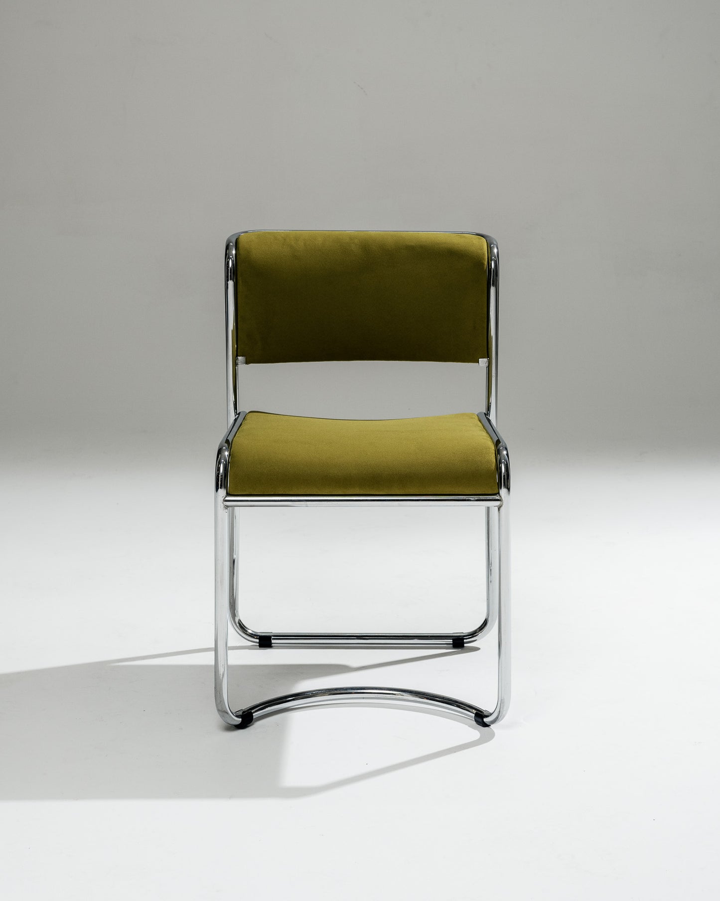CHAISE EN TISSU ET ACIER CHROMÉ, 1970s