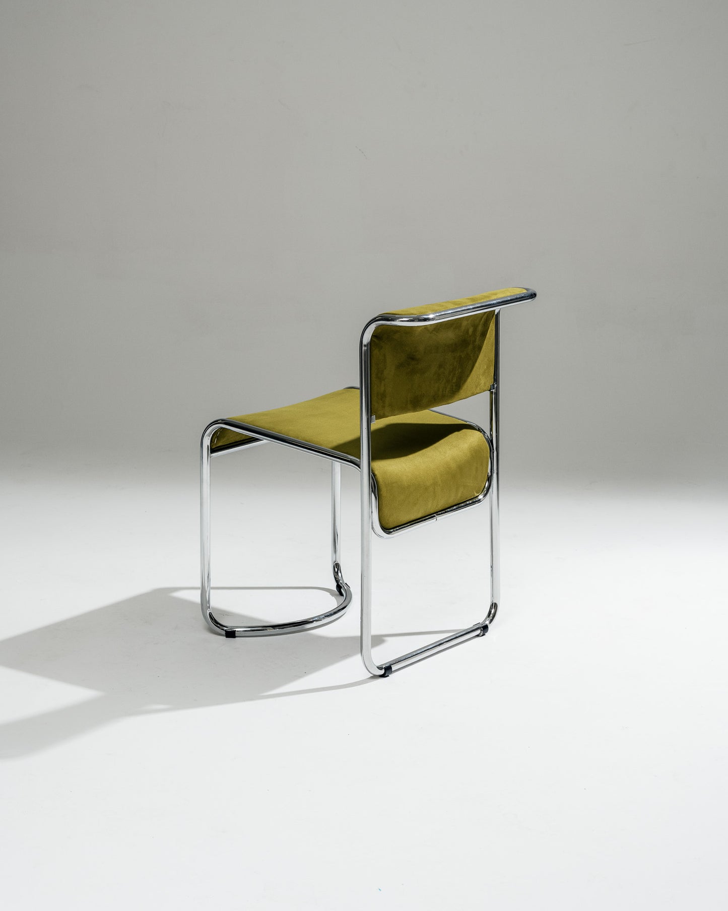 CHAISE EN TISSU ET ACIER CHROMÉ, 1970s