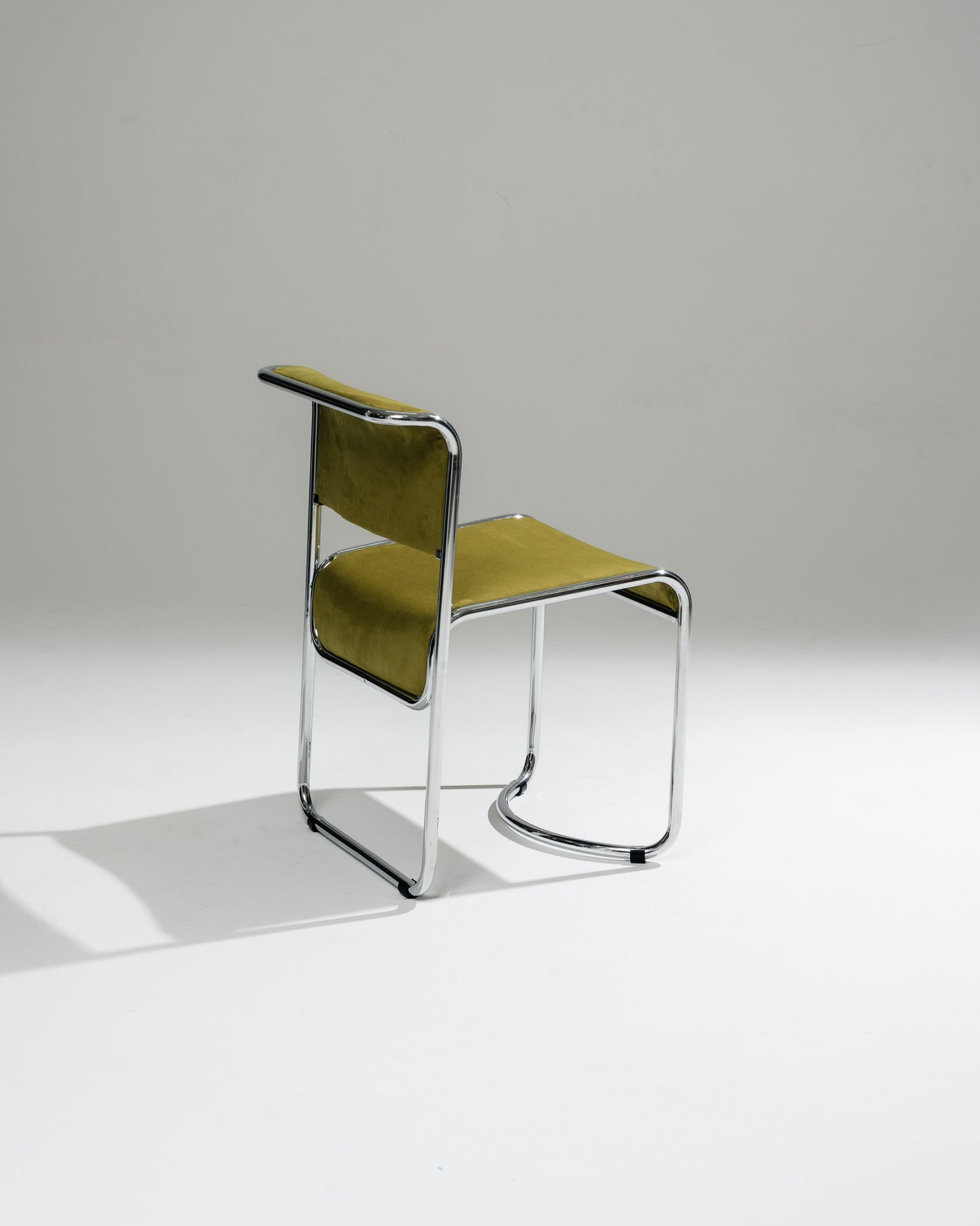 CHAISE EN TISSU ET ACIER CHROMÉ, 1970s