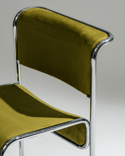 PAIRE DE CHAISES EN TISSU ET ACIER CHROMÉ, 1970s