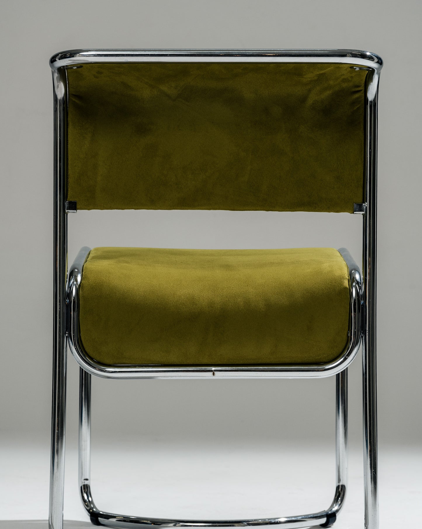 SET DE 4 CHAISES EN TISSU ET ACIER CHROMÉ, 1970s