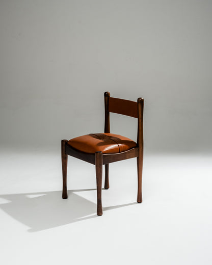 WALNUT AND LEATHER '620' CHAIR, SILVIO COPPOLA, BERNINI, 1960s