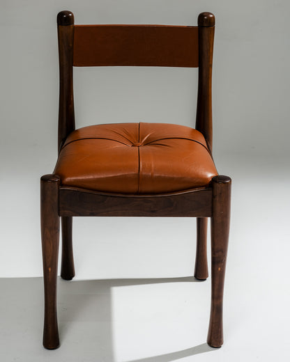 WALNUT AND LEATHER '620' CHAIR, SILVIO COPPOLA, BERNINI, 1960s