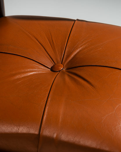 WALNUT AND LEATHER '620' CHAIR, SILVIO COPPOLA, BERNINI, 1960s