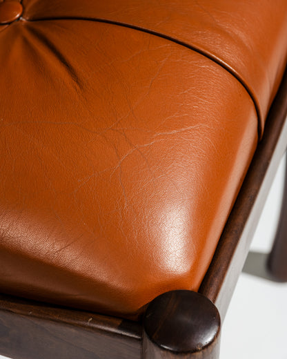WALNUT AND LEATHER '620' CHAIR, SILVIO COPPOLA, BERNINI, 1960s
