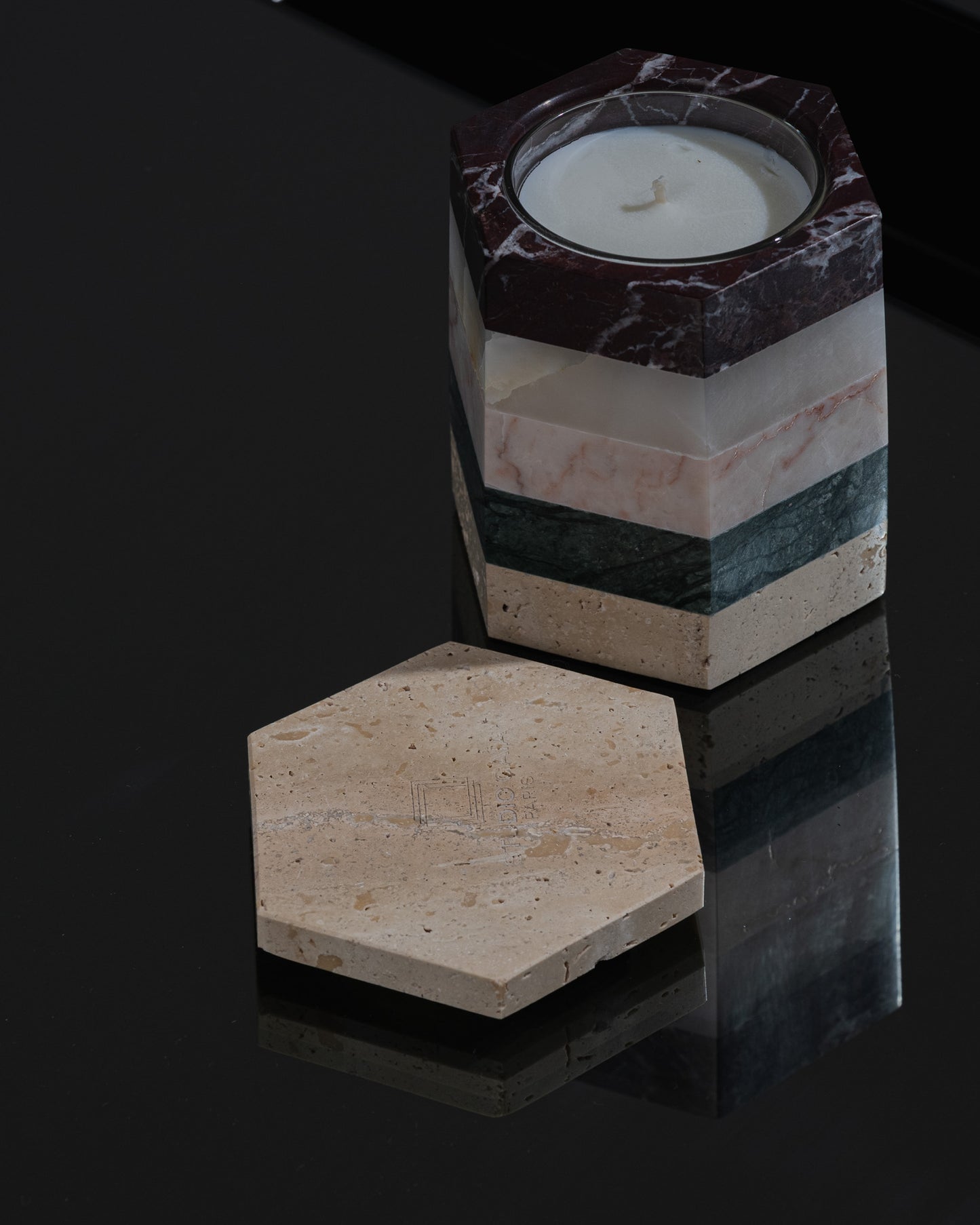 MARBLE, ONYX AND TRAVERTINE SCENTED CANDLE