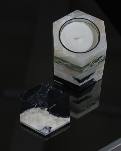 MARBLE AND GREEN ONYX SCENTED CANDLE