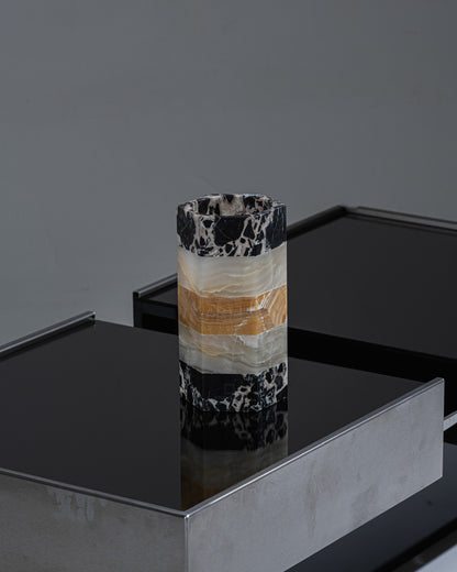 VASE EMMA EN MARBRE, ONYX BLANC ET ORANGE